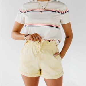 Yellow Paper Bag Denim Shorts